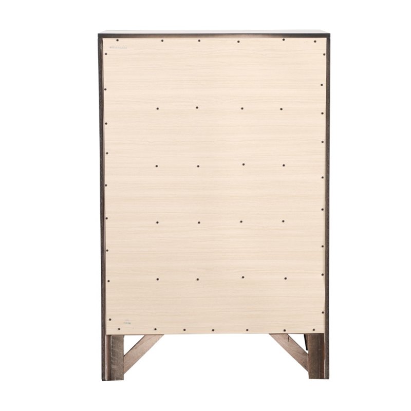 Maklaine Contemporary 5 Dovetailed Drawers Chest in Black - Fully Assembled