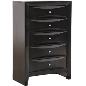Maklaine Contemporary 5 Dovetailed Drawers Chest in Black - Fully Assembled