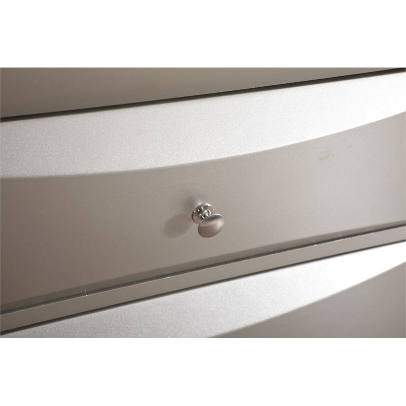 Maklaine Contemporary 8 Drawer Dresser in Silver Champagne Finish