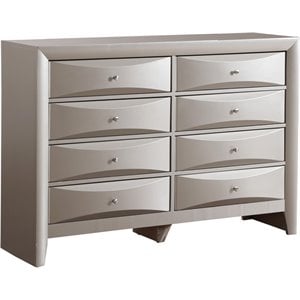 maklaine contemporary 8 drawer dresser in silver champagne finish