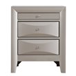 Maklaine Contemporary 3 Drawer Nightstand in Silver Champagne