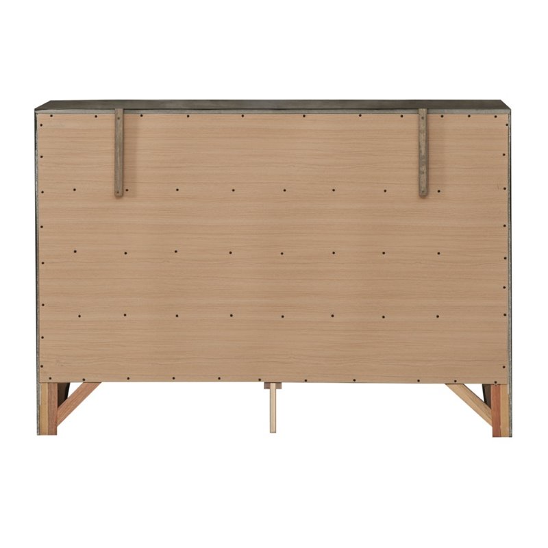 Maklaine Modern / Contemporary 8 Drawer Dresser in Gray Finish