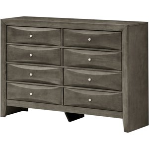 Maklaine Modern / Contemporary 8 Drawer Dresser in Gray Finish