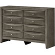 Maklaine Modern / Contemporary 8 Drawer Dresser in Gray Finish