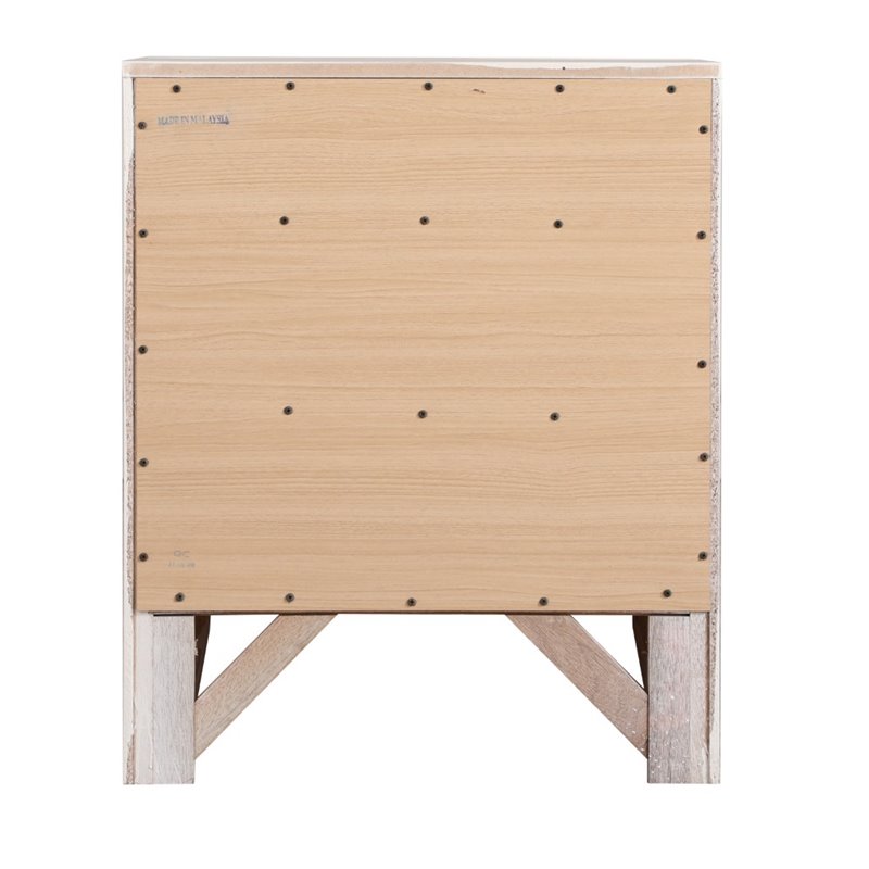 Maklaine Contemporary 3 Drawer Nightstand in White - Fully Assembled