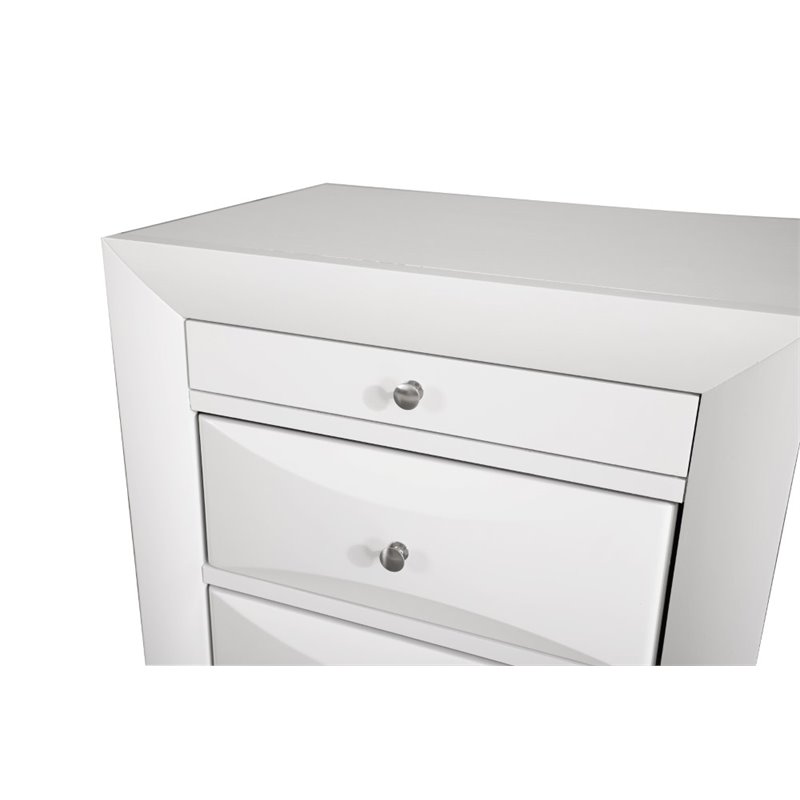 Maklaine Contemporary 3 Drawer Nightstand in White - Fully Assembled