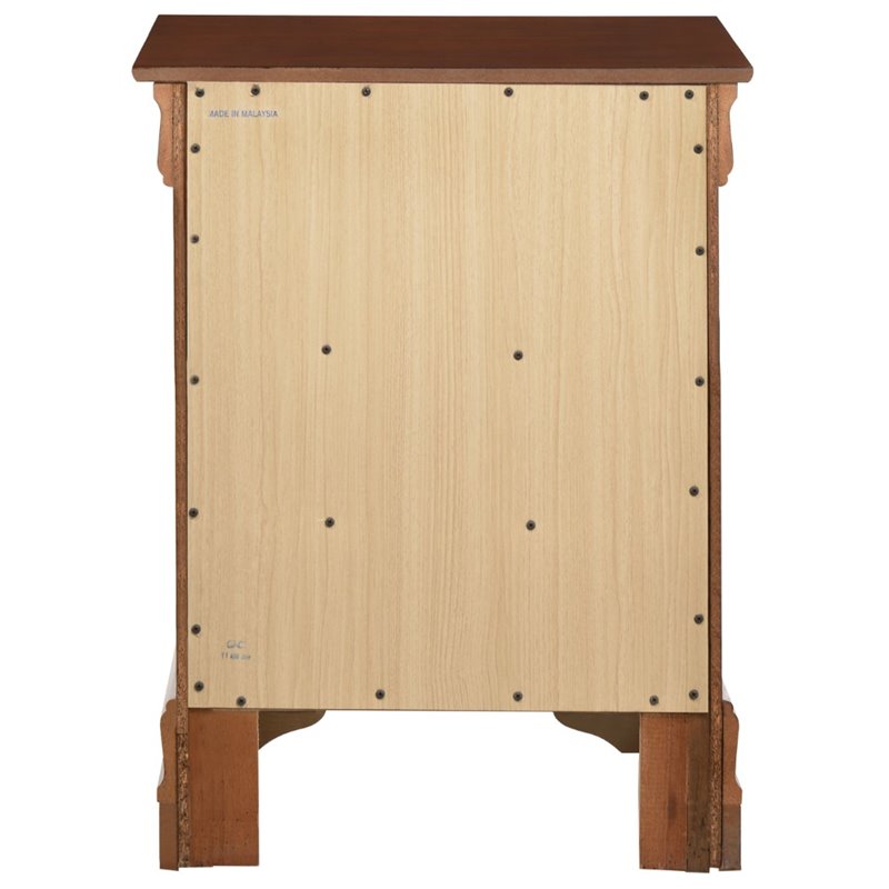 Maklaine Contemporary Wood Veneers 3 Drawer Nightstand in Cherry