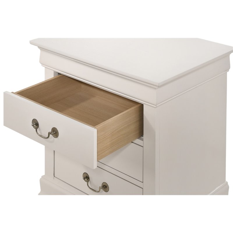 Maklaine Contemporary 3 Dovetailed Drawers Nightstand in White