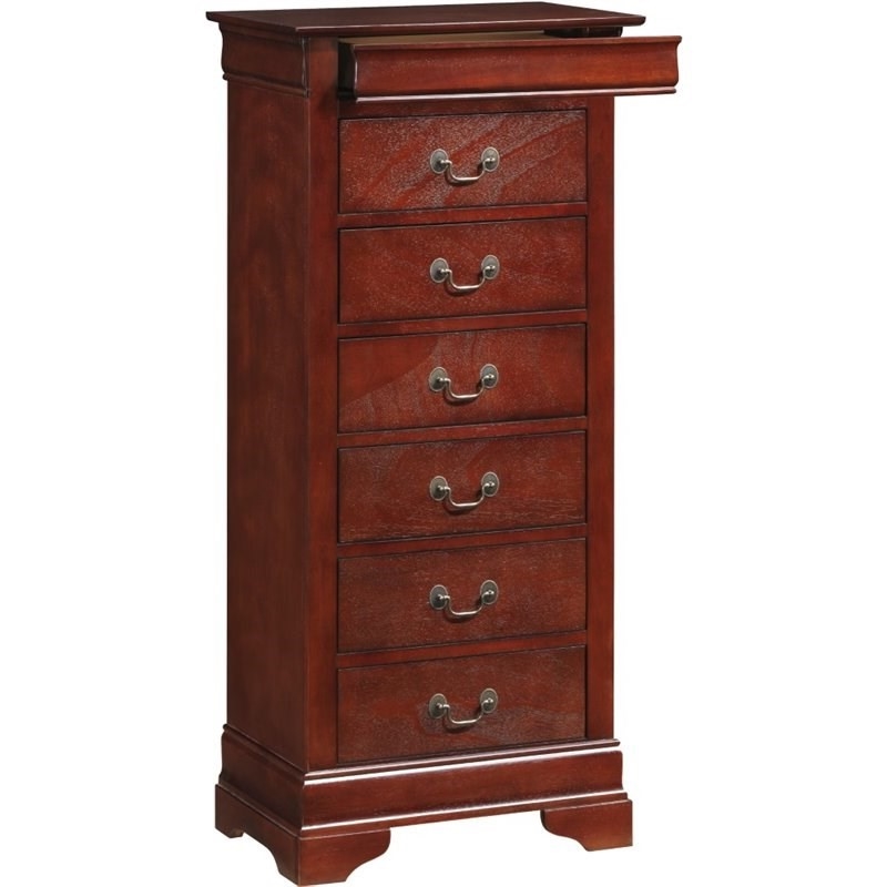 Maklaine Contemporary 7 Drawer Lingerie Chest in Cherry Finish