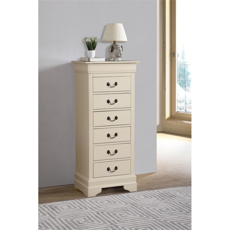 Maklaine Contemporary 7 Dovetailed Drawers Lingerie Chest in Beige