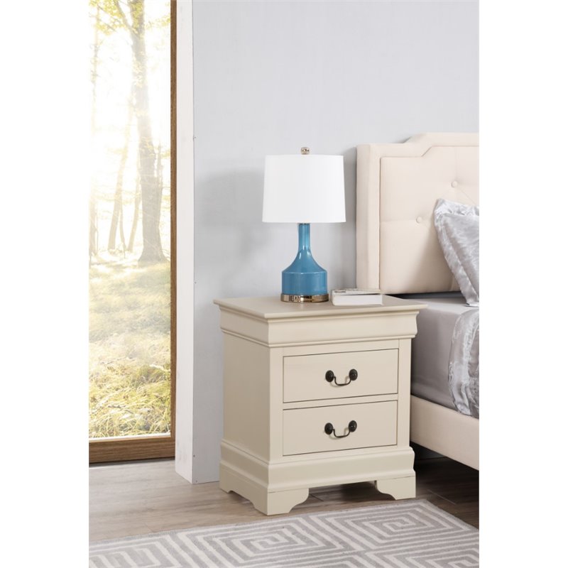Maklaine Modern / Contemporary 2 Drawer Nightstand in Beige Finish