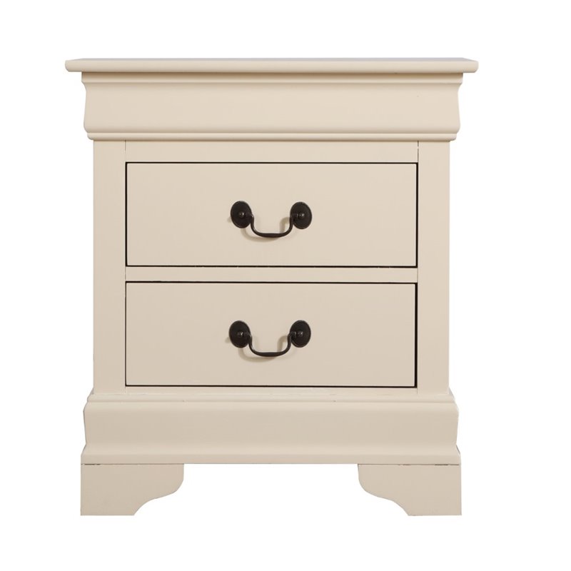 Maklaine Modern / Contemporary 2 Drawer Nightstand in Beige Finish