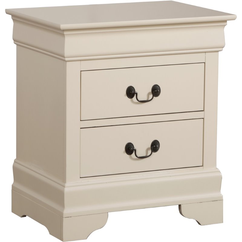 Maklaine Modern / Contemporary 2 Drawer Nightstand in Beige Finish