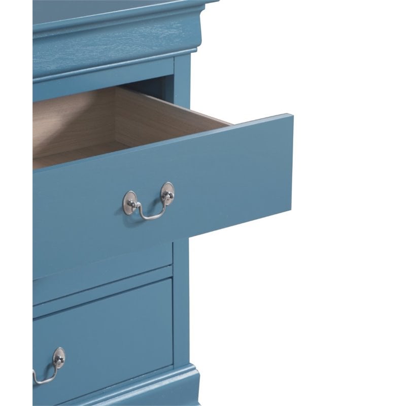 Maklaine Modern / Contemporary 6 Drawer Dresser in Teal Finish