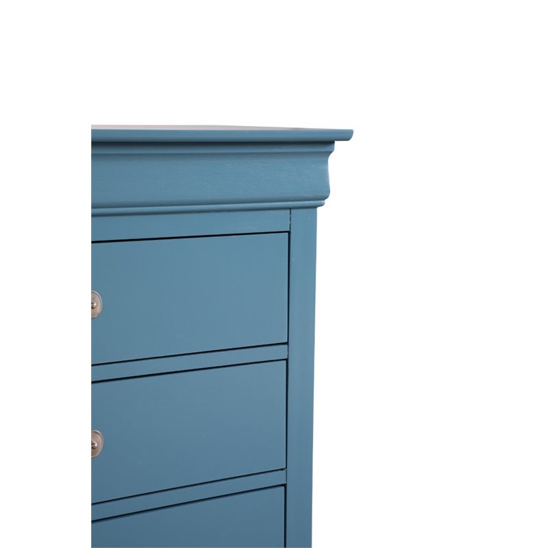 Maklaine Modern / Contemporary 6 Drawer Dresser in Teal Finish