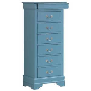 Maklaine Contemporary 7 Dovetailed Drawers Lingerie Chest in Teal