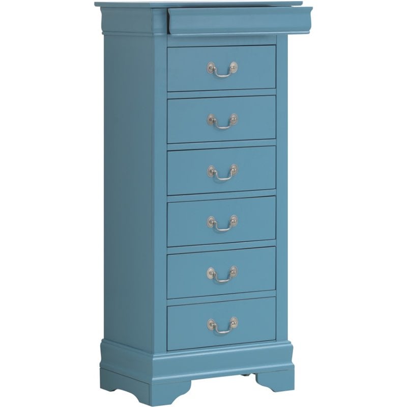 Maklaine Contemporary 7 Dovetailed Drawers Lingerie Chest in Teal