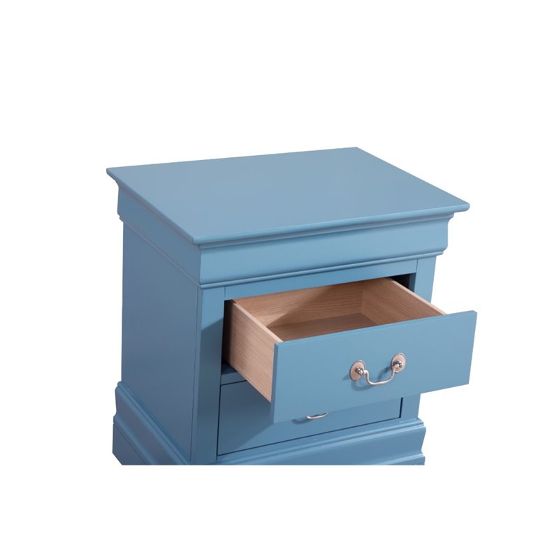 Maklaine Modern / Contemporary 2 Drawer Nightstand in Teal Finish
