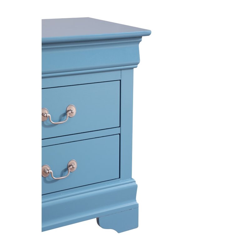 Maklaine Modern / Contemporary 2 Drawer Nightstand in Teal Finish