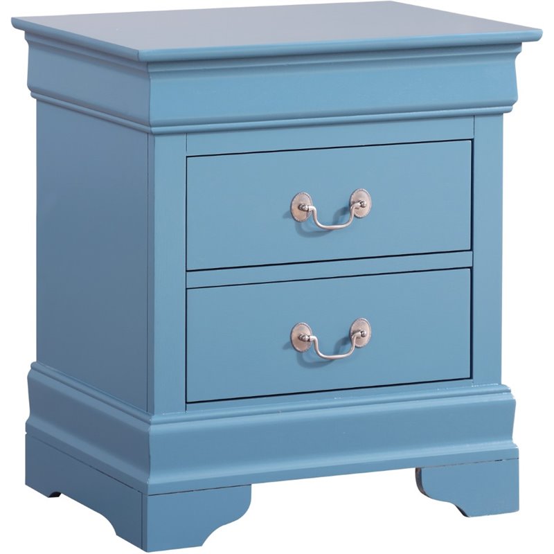 Maklaine Modern / Contemporary 2 Drawer Nightstand in Teal Finish