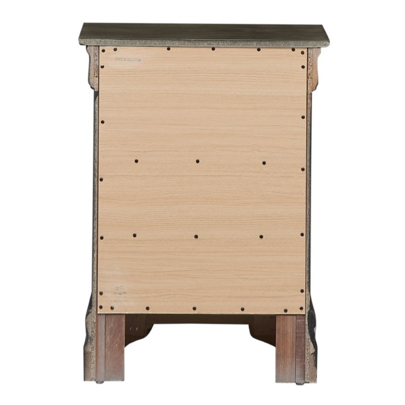 Maklaine Contemporary Wood Veneers 3 Drawer Nightstand in Gray