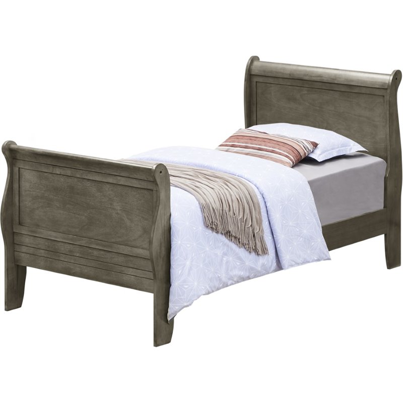 Maklaine Modern / Contemporary Twin Sleigh Bed in Gray Finish