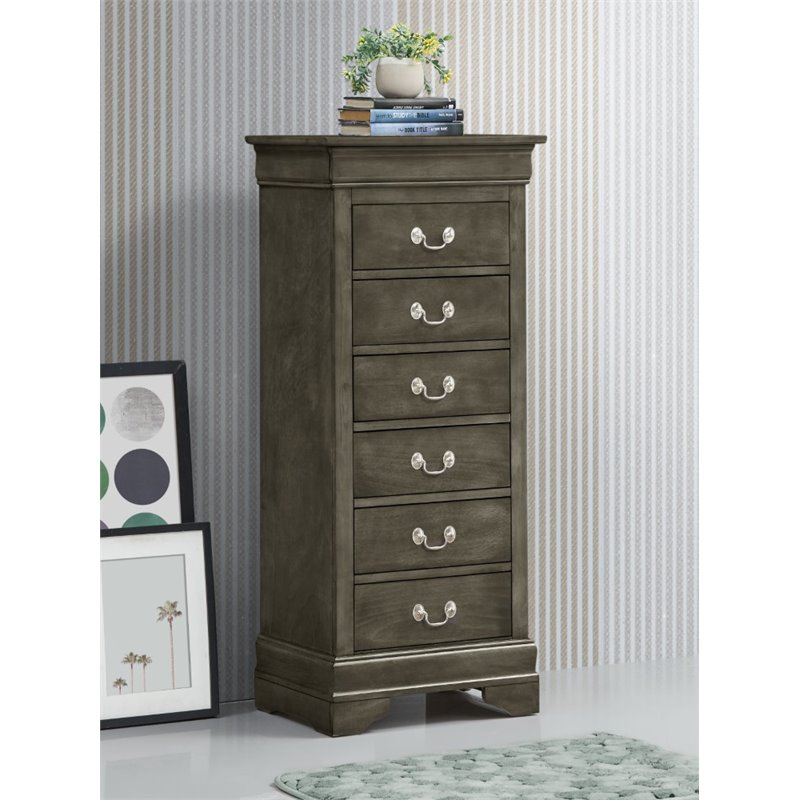 Maklaine Contemporary 7 Dovetailed Drawers Lingerie Chest in Gray
