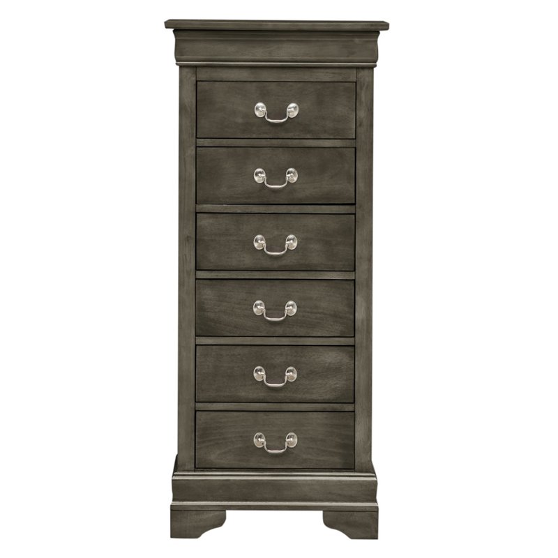 Maklaine Contemporary 7 Dovetailed Drawers Lingerie Chest in Gray