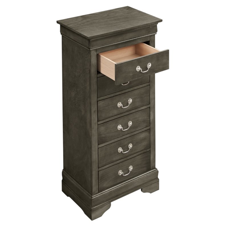 Maklaine Contemporary 7 Dovetailed Drawers Lingerie Chest in Gray