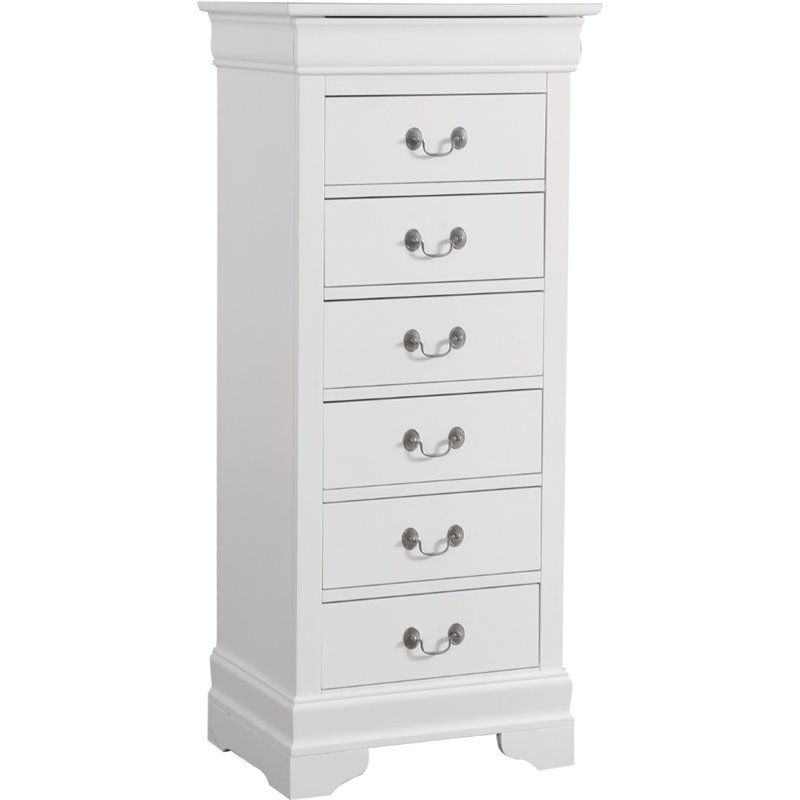 Maklaine Contemporary 7 Dovetailed Drawers Lingerie Chest in White
