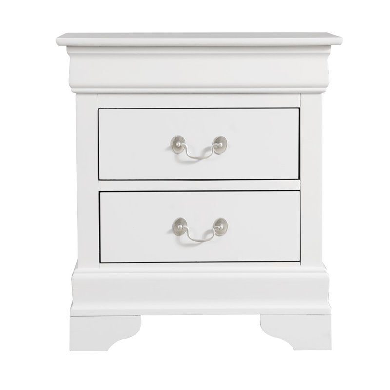 Maklaine Modern / Contemporary 2 Drawer Nightstand in White Finish