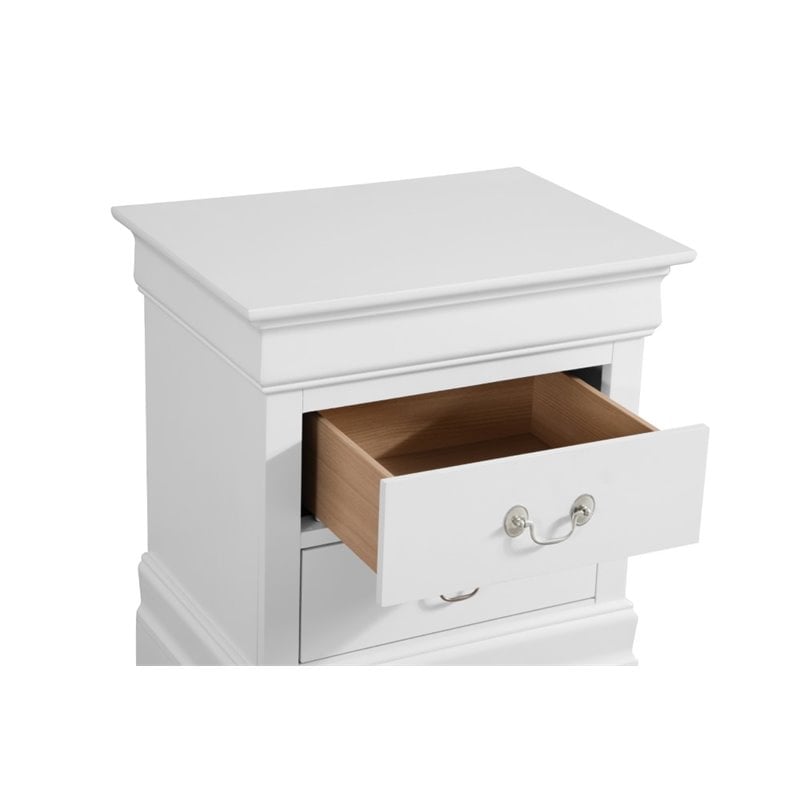 Maklaine Modern / Contemporary 2 Drawer Nightstand in White Finish