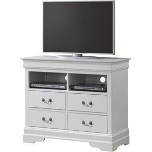 Maklaine Contemporary Wood Veneers TV Stand in White - Fully Assembled