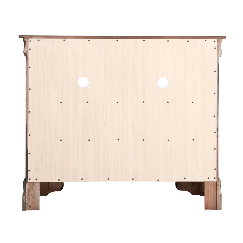 Maklaine Wood Veneers TV Stand in Cappuccino with Dovetailed Drawers