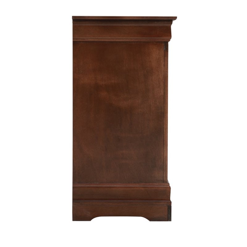 Maklaine Wood Veneers TV Stand in Cappuccino with Dovetailed Drawers