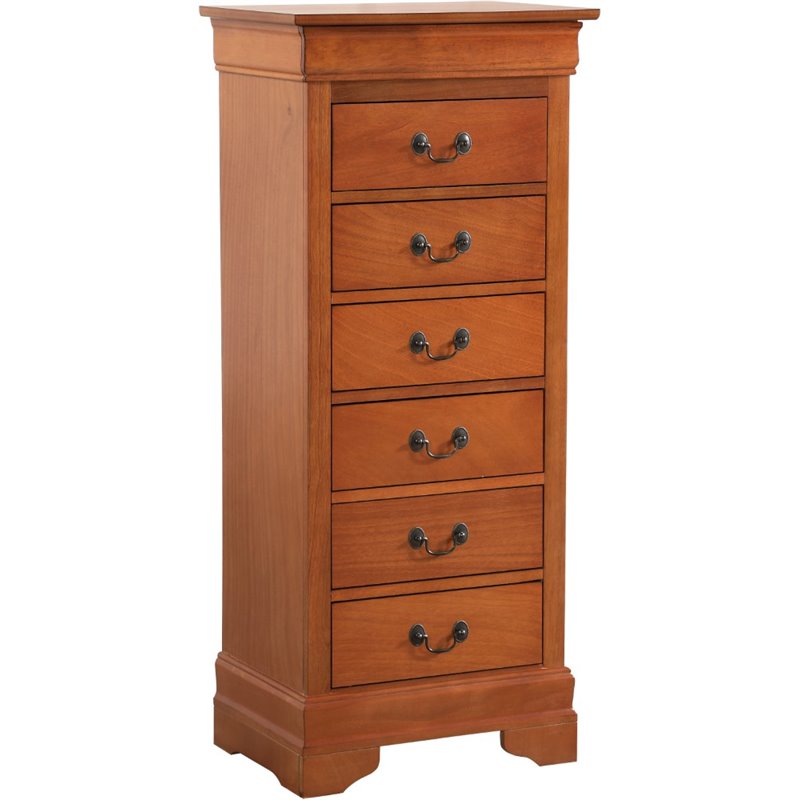 Maklaine Contemporary Wood Veneers 7 Drawer Lingerie Chest in Oak