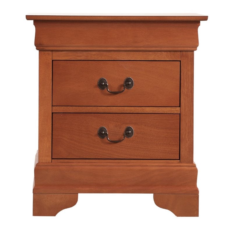 Maklaine Modern / Contemporary 2 Drawer Nightstand in Oak Finish