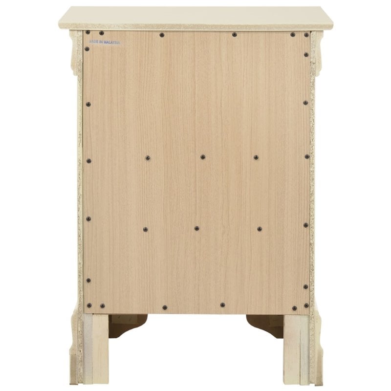 Maklaine Contemporary Wood Veneers 3 Drawer Nightstand in Beige