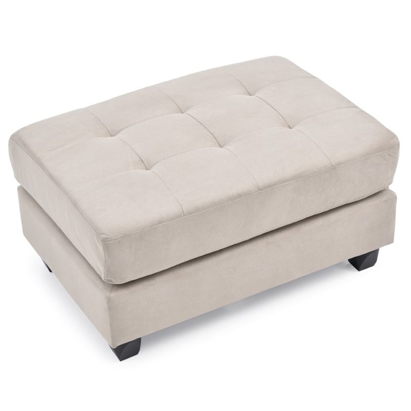 Maklaine Modern / Contemporary Microsuede Ottoman in Vanilla