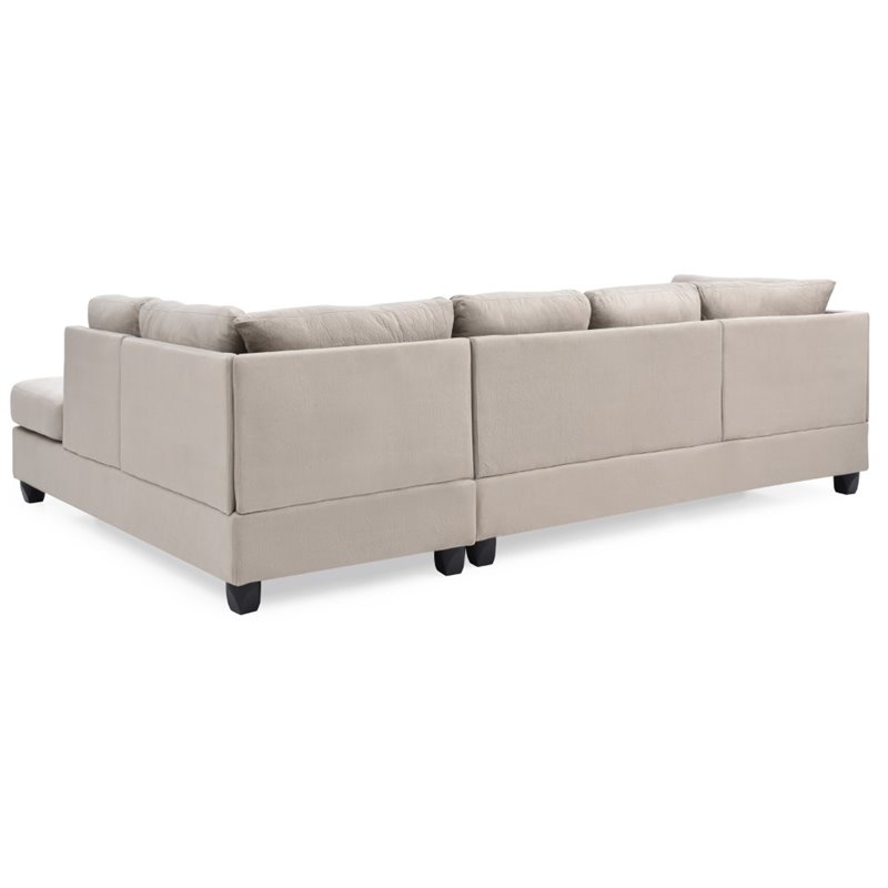 Maklaine Modern / Contemporary Microsuede Sectional in Vanilla
