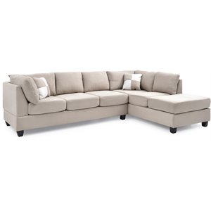 Maklaine Modern / Contemporary Microsuede Sectional in Vanilla