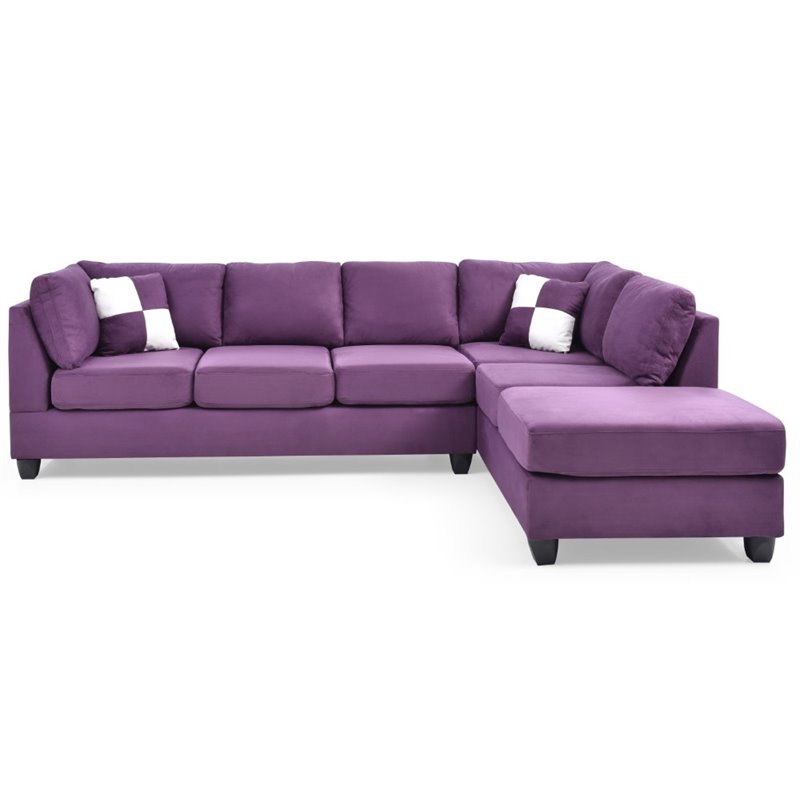 Maklaine Modern / Contemporary Microsuede Sectional in Purple