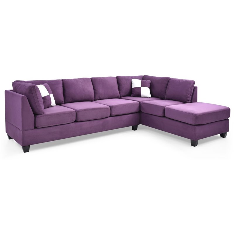Maklaine Modern / Contemporary Microsuede Sectional in Purple