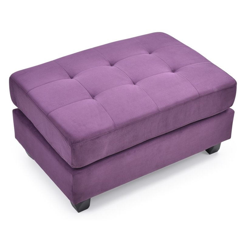 Maklaine Modern / Contemporary Microsuede Ottoman in Purple Finish
