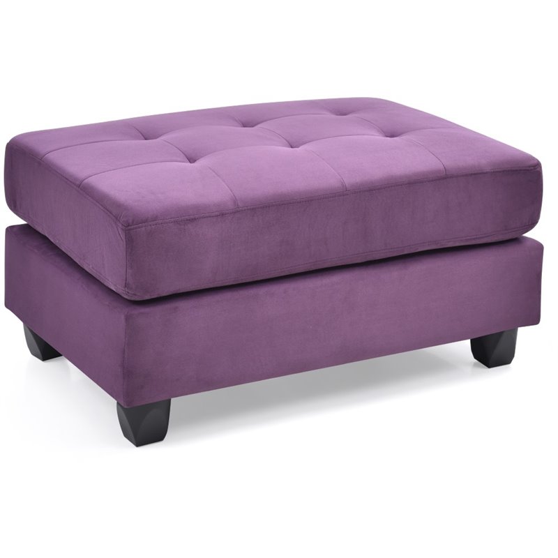 Maklaine Modern / Contemporary Microsuede Ottoman in Purple Finish
