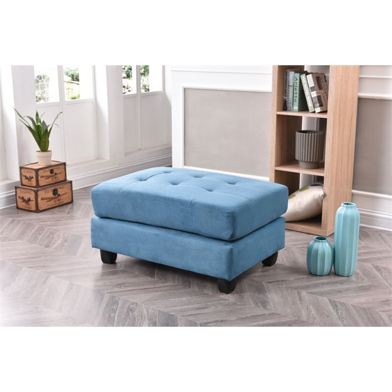 Maklaine Modern / Contemporary Microsuede Ottoman in Aqua Finish
