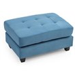 Maklaine Modern / Contemporary Microsuede Ottoman in Aqua Finish