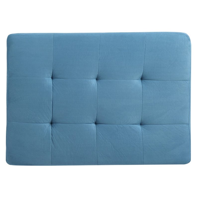 Maklaine Modern / Contemporary Microsuede Ottoman in Aqua Finish