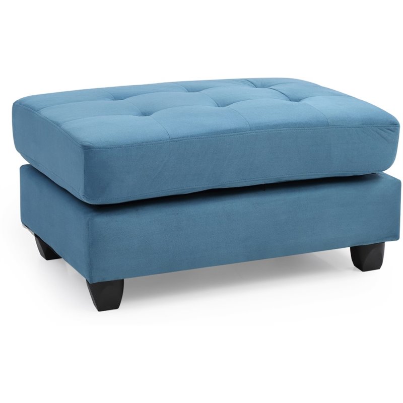 Maklaine Modern / Contemporary Microsuede Ottoman in Aqua Finish
