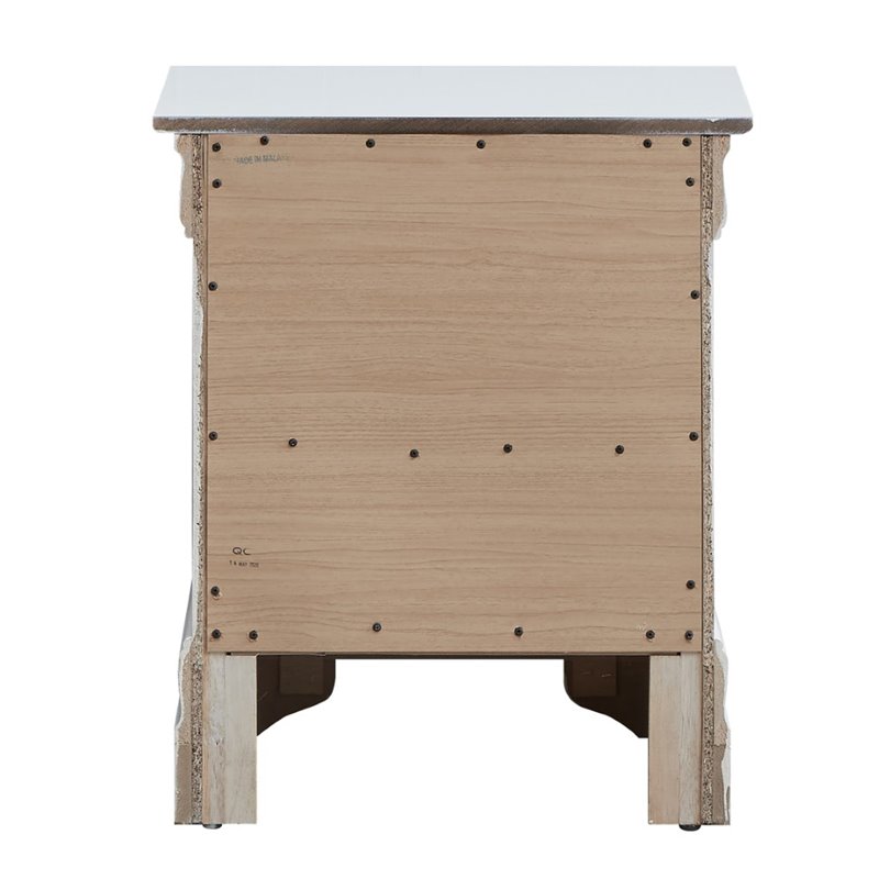 Maklaine Contemporary 2 Drawer Nightstand in Pearl White Finish